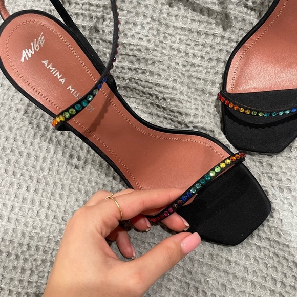 🔥SEND OFFERS🔥 Amina Muaddi x AWGE LSD embellished satin sandals​​ - Picture 12 of 16